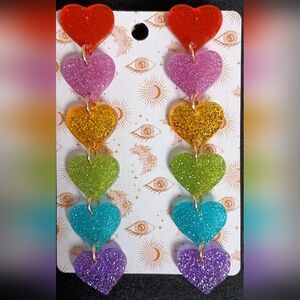 Colorful Heart Drop Earrings